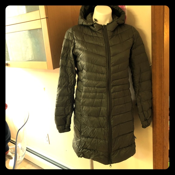 uniqlo olive green down jacket
